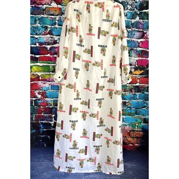 Vintage Herbert Levy Floral Print Button Down House Coat Dress XL - Picture 10 of 14
